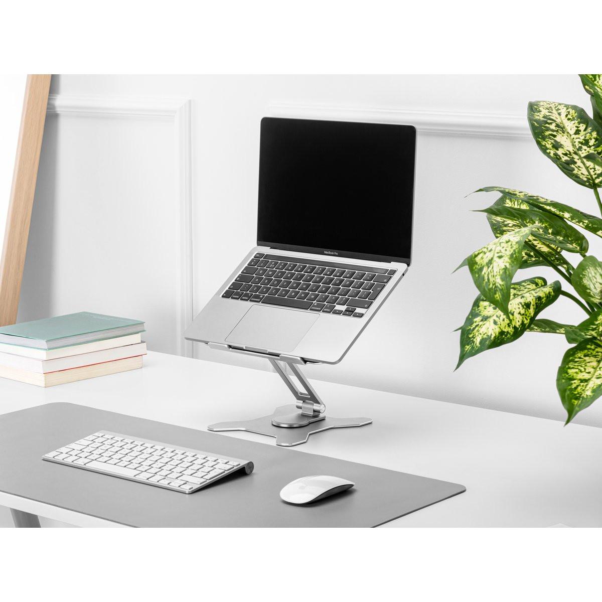 Drehbarer Laptopständer 360° – höhenverstellbarer Aluminium Laptophalter, faltbar & ergonomisch, für 11–16 Zoll Laptops, Grau.