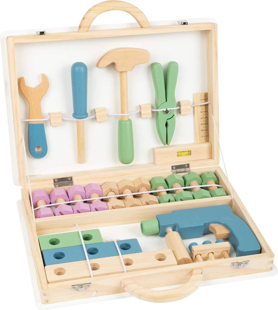 small foot Werkzeugkoffer „Nordic“ – 44-teiliges Holz-Werkzeugset für Kinder