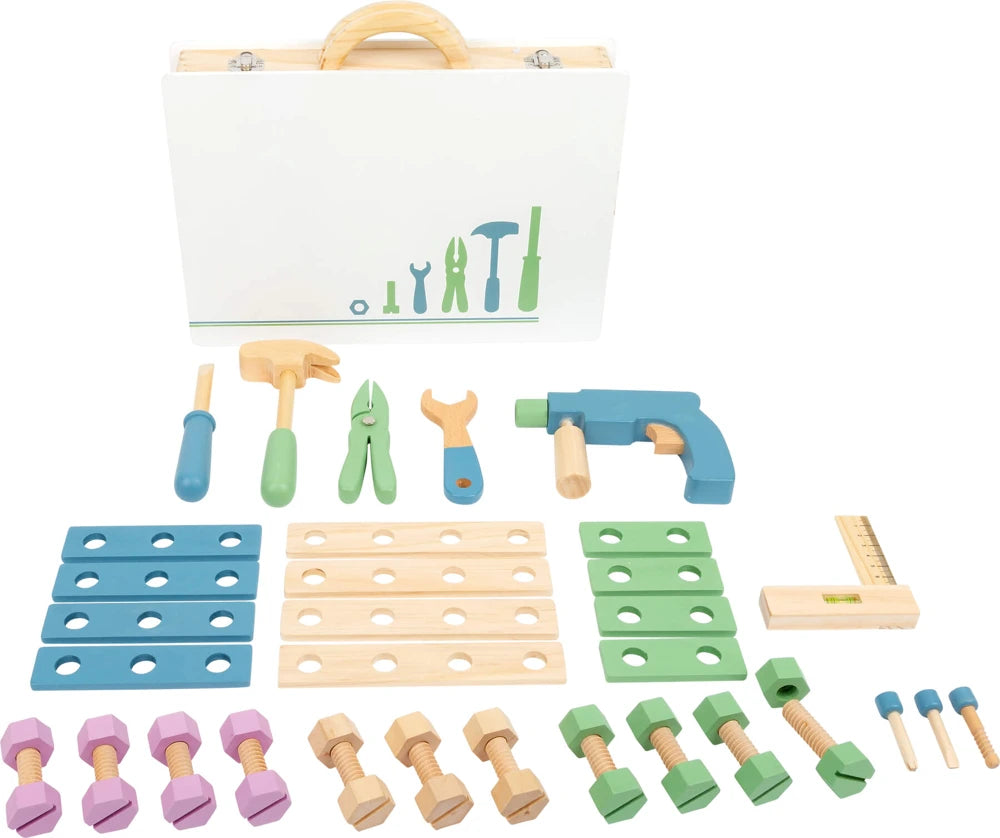 small foot Werkzeugkoffer „Nordic“ – 44-teiliges Holz-Werkzeugset für Kinder