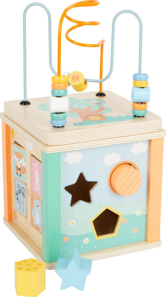 small foot Motorikwürfel Pastell – 5-seitiges Motorikspielzeug aus Holz ab 12 Monaten