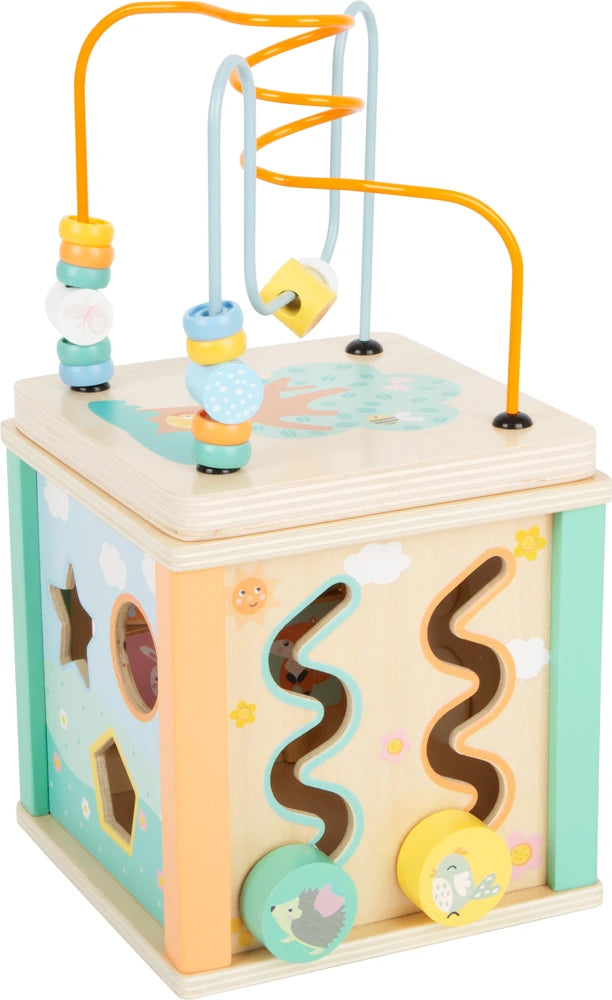 small foot Motorikwürfel Pastell – 5-seitiges Motorikspielzeug aus Holz ab 12 Monaten