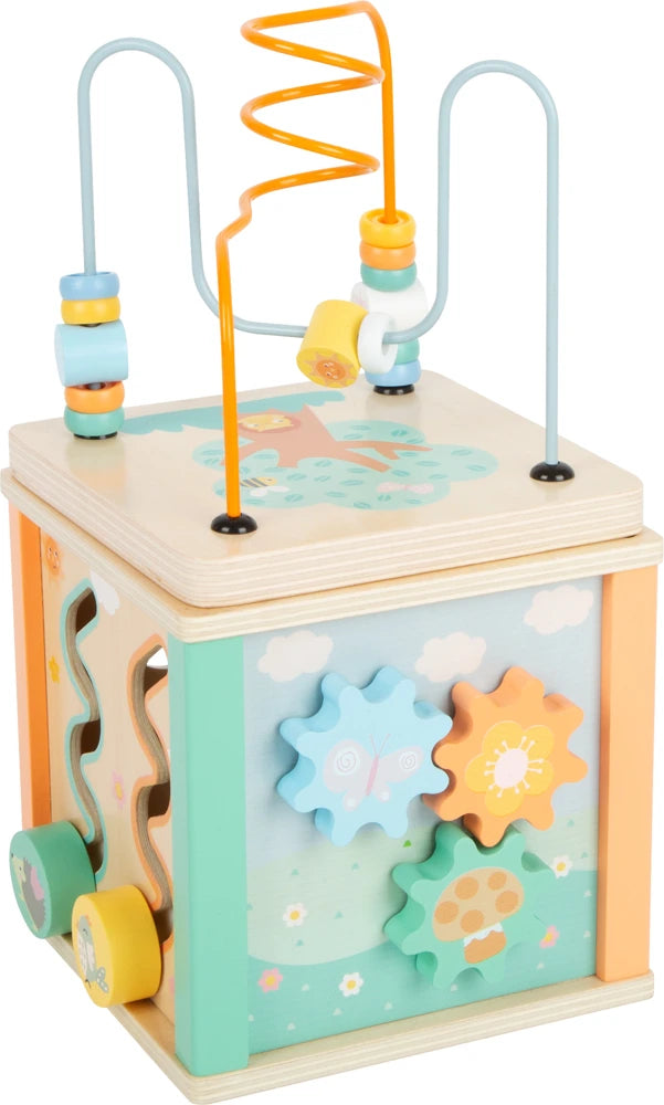 small foot Motorikwürfel Pastell – 5-seitiges Motorikspielzeug aus Holz ab 12 Monaten