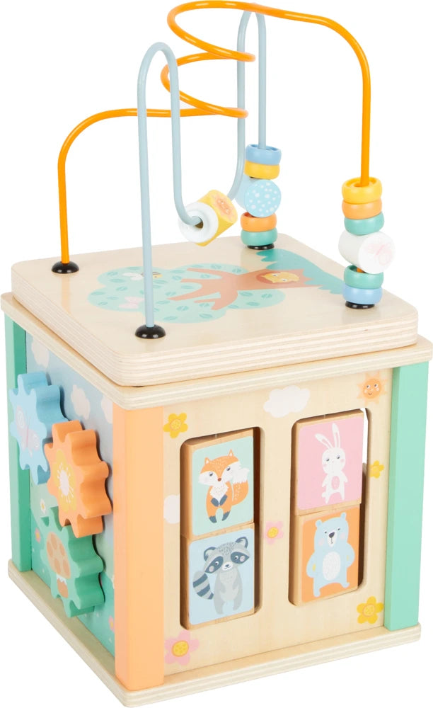 small foot Motorikwürfel Pastell – 5-seitiges Motorikspielzeug aus Holz ab 12 Monaten