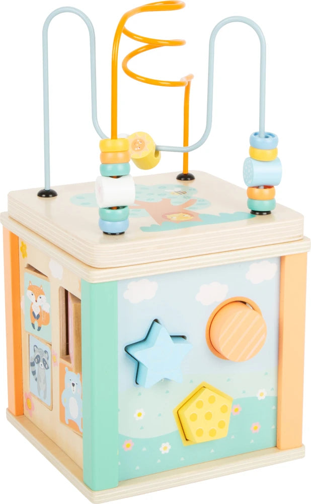 small foot Motorikwürfel Pastell – 5-seitiges Motorikspielzeug aus Holz ab 12 Monaten