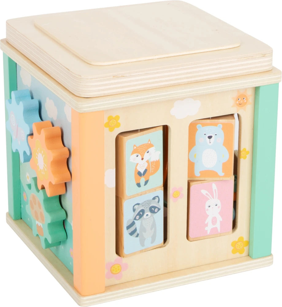 small foot Motorikwürfel Pastell – 5-seitiges Motorikspielzeug aus Holz ab 12 Monaten
