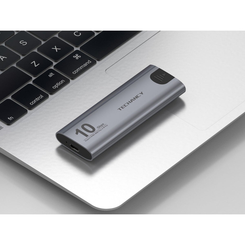 Techancy M.2 NVMe SSD Gehäuse 10 Gbit/s USB-C USB-A bis 8 TB MF1301 Grau