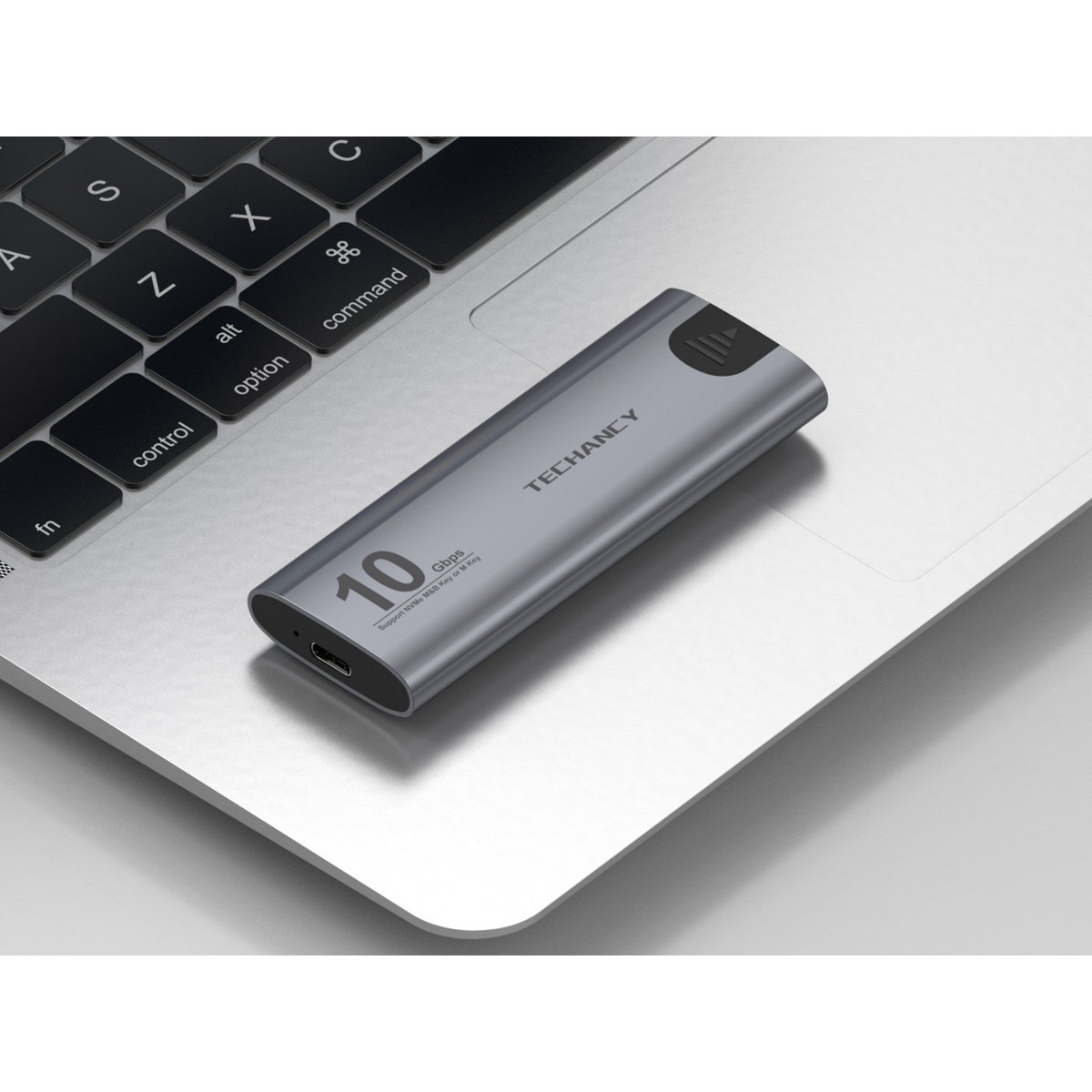 Techancy M.2 NVMe SSD Gehäuse 10 Gbit/s USB-C USB-A bis 8 TB MF1301 Grau