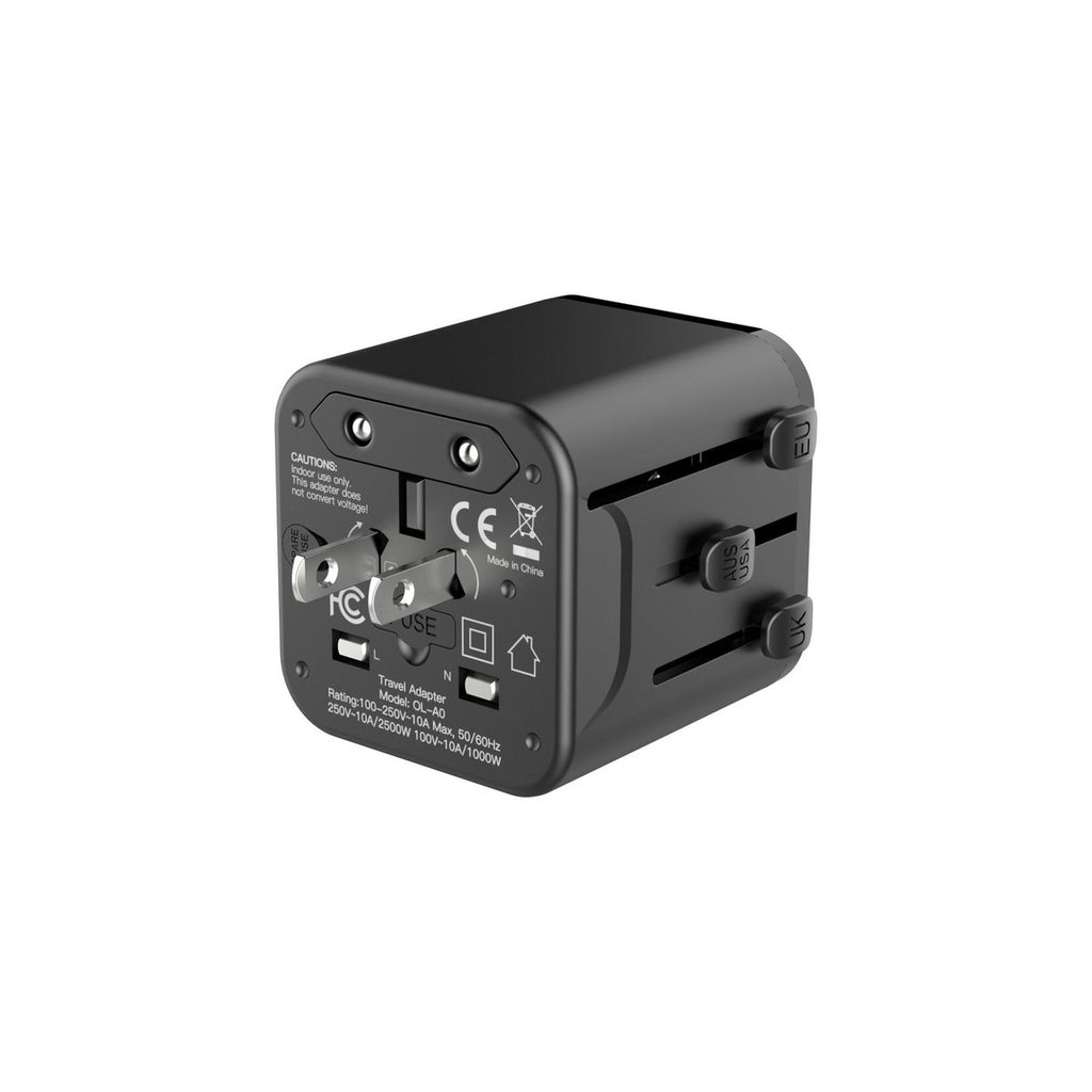 Techancy Universal Reiseadapter MB2502 2500W 10A UK EU US AUS Schwarz