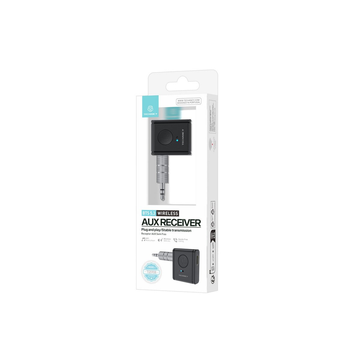 Techancy TQ5908 Bluetooth 5.3 AUX Empfänger 3,5 mm USB-C Auto Stereo