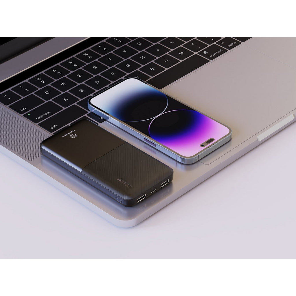 Techancy Powerbank 10000 mAh 2A 2x USB-A USB-C LED TF2766 Schwarz