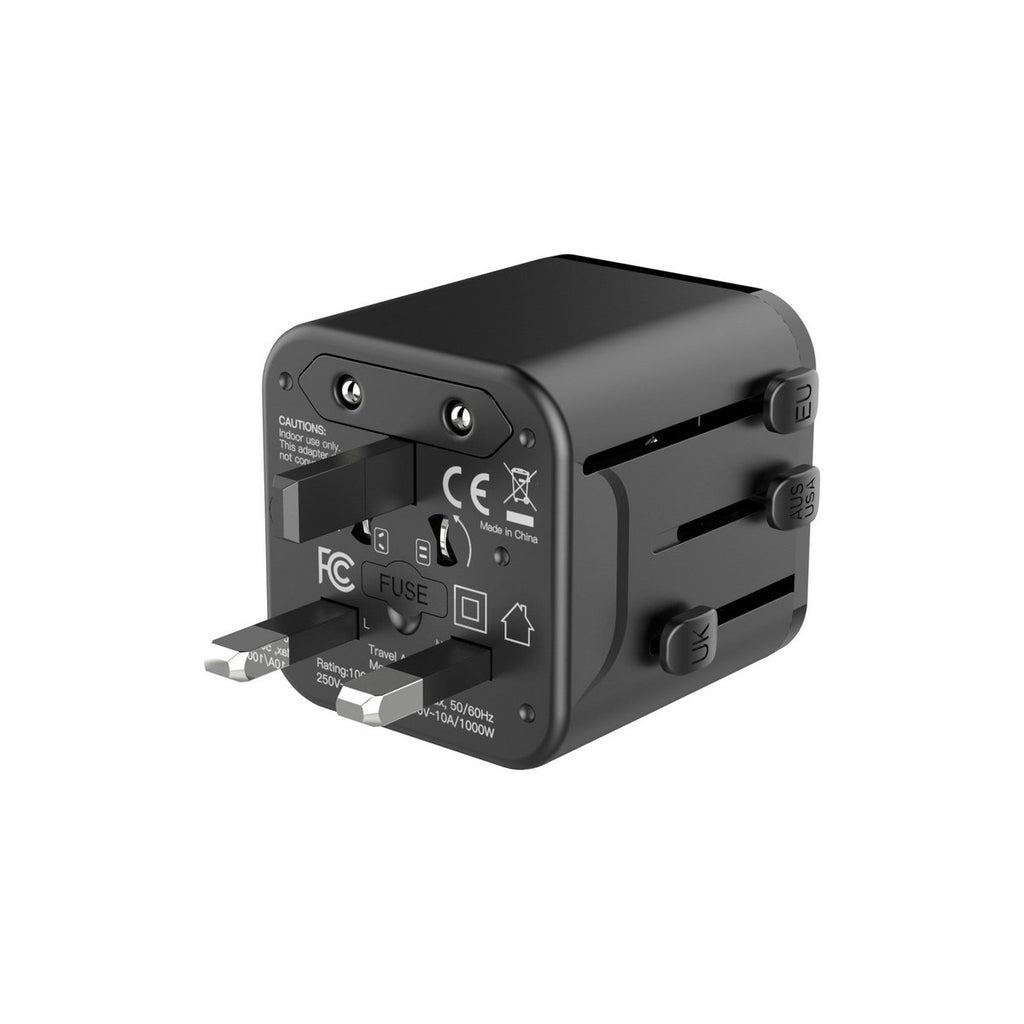 Techancy Universal Reiseadapter MB2502 2500W 10A UK EU US AUS Schwarz