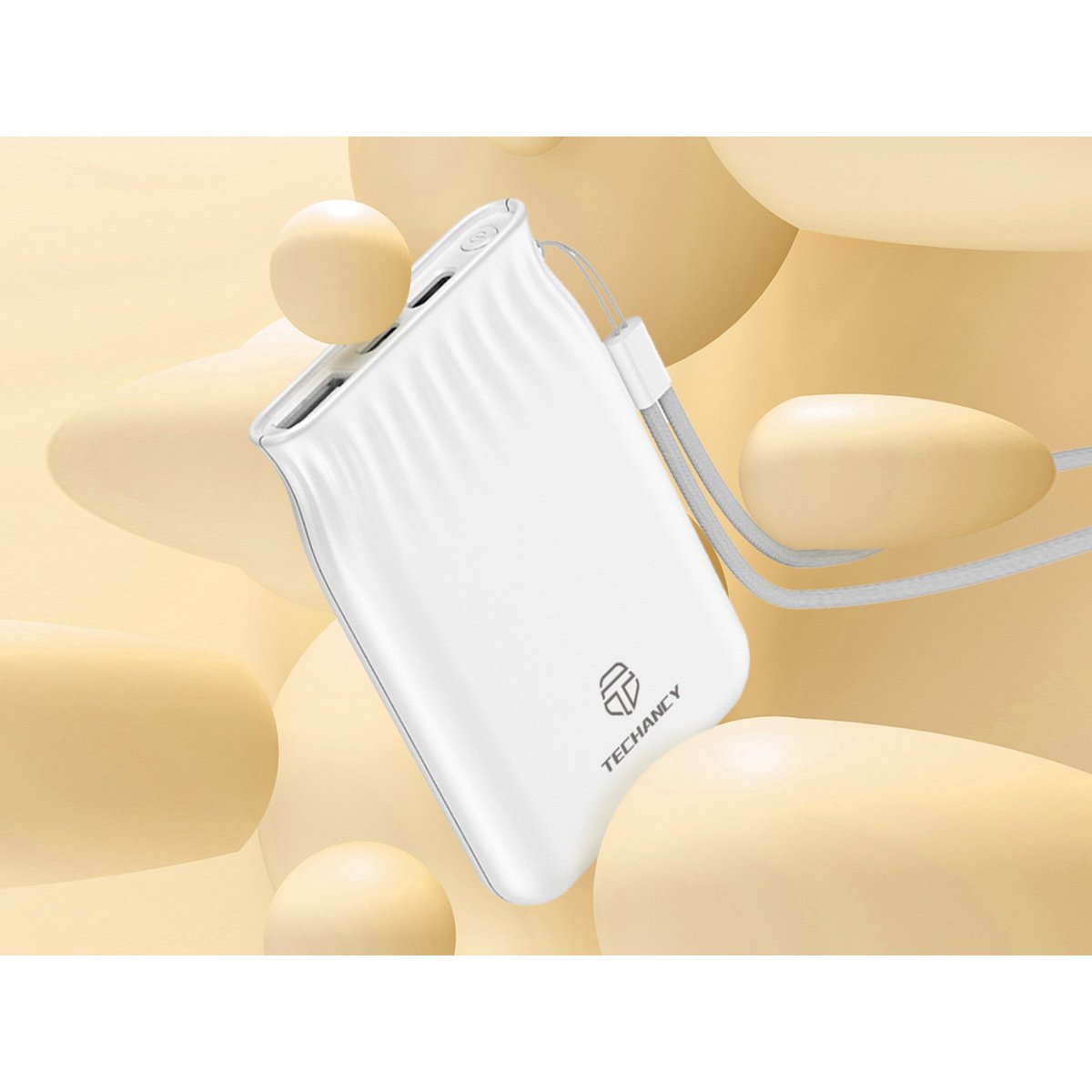 Techancy Powerbank 6500 mAh 2A USB-A USB-C Micro USB TF2772 Weiß Rosa