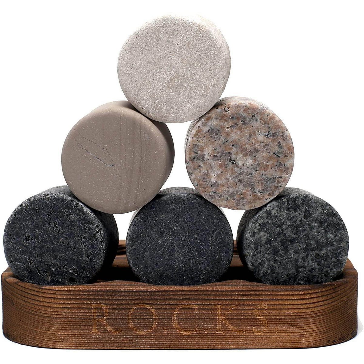 The Original Rocks Whisky Steine 6er Set Granit Kühlsteine ohne Verwässern