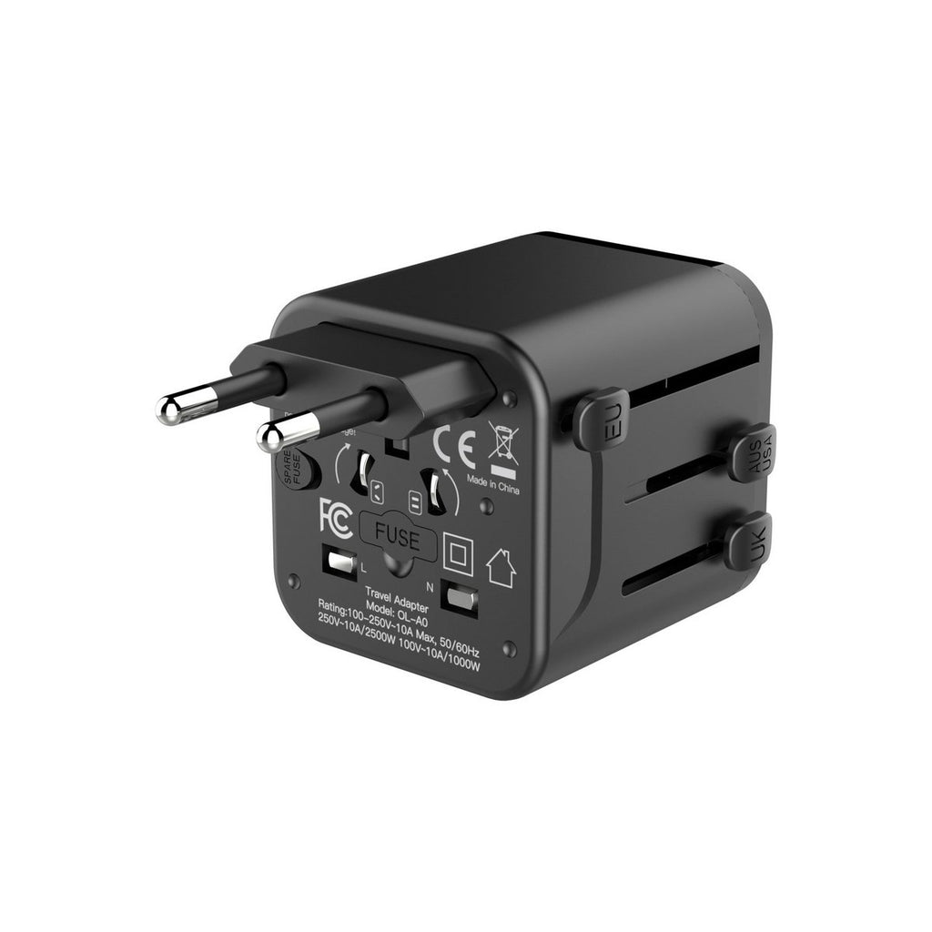 Techancy Universal Reiseadapter MB2502 2500W 10A UK EU US AUS Schwarz
