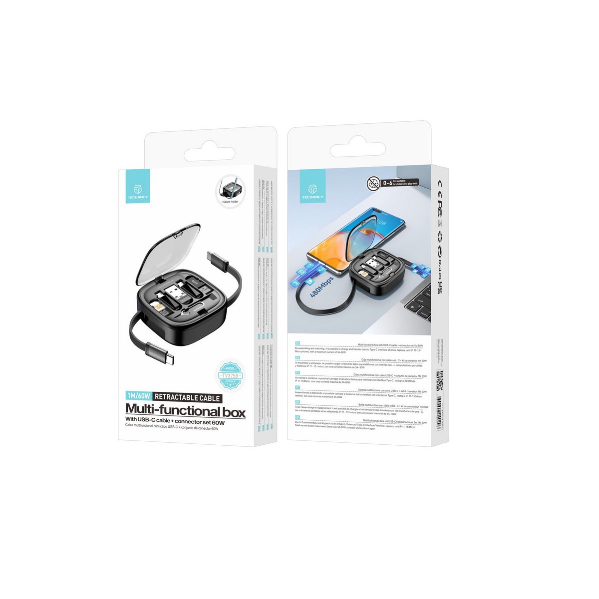 Techancy TV3758 OTG Kabel Kit 60W USB-C Adapter USB-A Micro Datenkabel