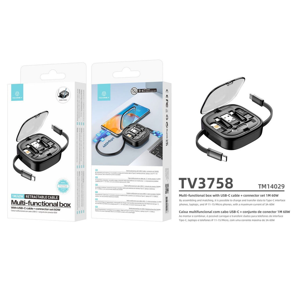 Techancy TV3758 OTG Kabel Kit 60W USB-C Adapter USB-A Micro Datenkabel