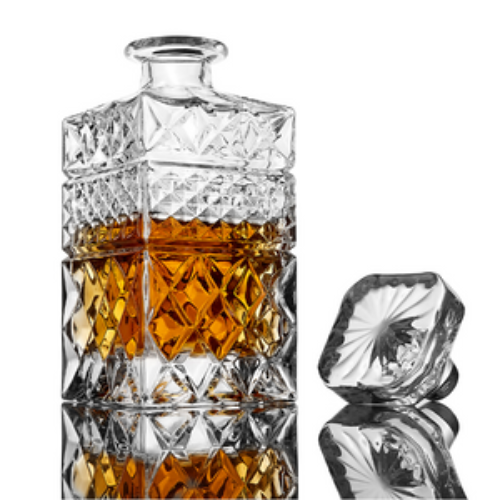 Whiskey Dekanter Geschenkset mit 4 Gläsern & Granit Kühlsteinen 650 ml