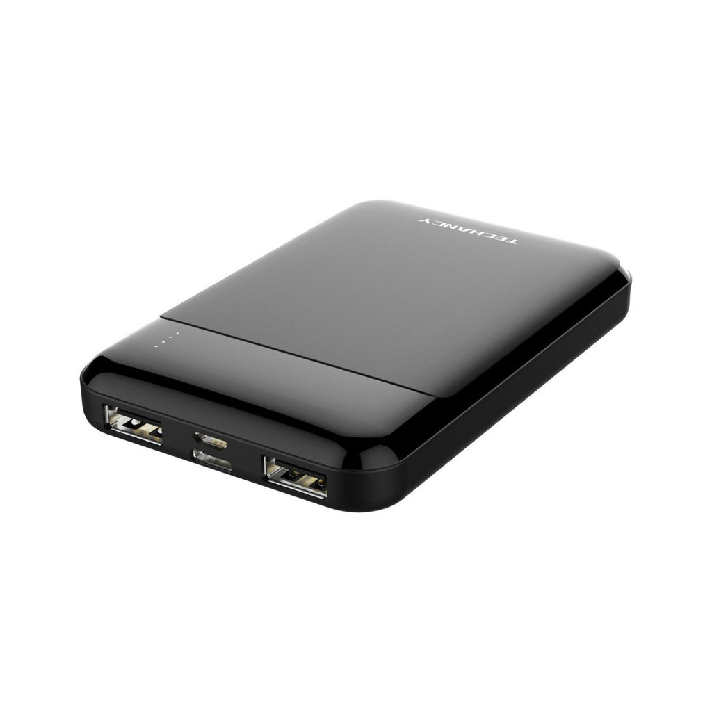 Techancy Mini Powerbank 5000 mAh 10W 2x USB-A USB-C LED TF2803 Schwarz