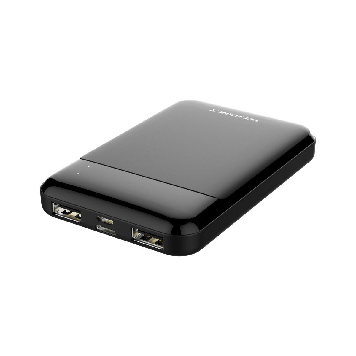 Techancy Mini Powerbank 5000 mAh 10W 2x USB-A USB-C LED TF2803 Schwarz