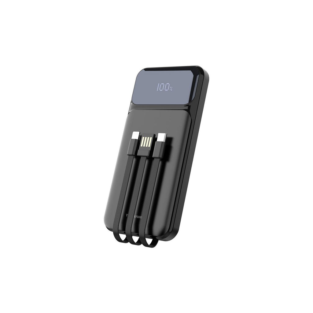 Techancy Powerbank 10000 mAh 22,5W USB-C 3in1 Kabel Display TF2782 Schwarz