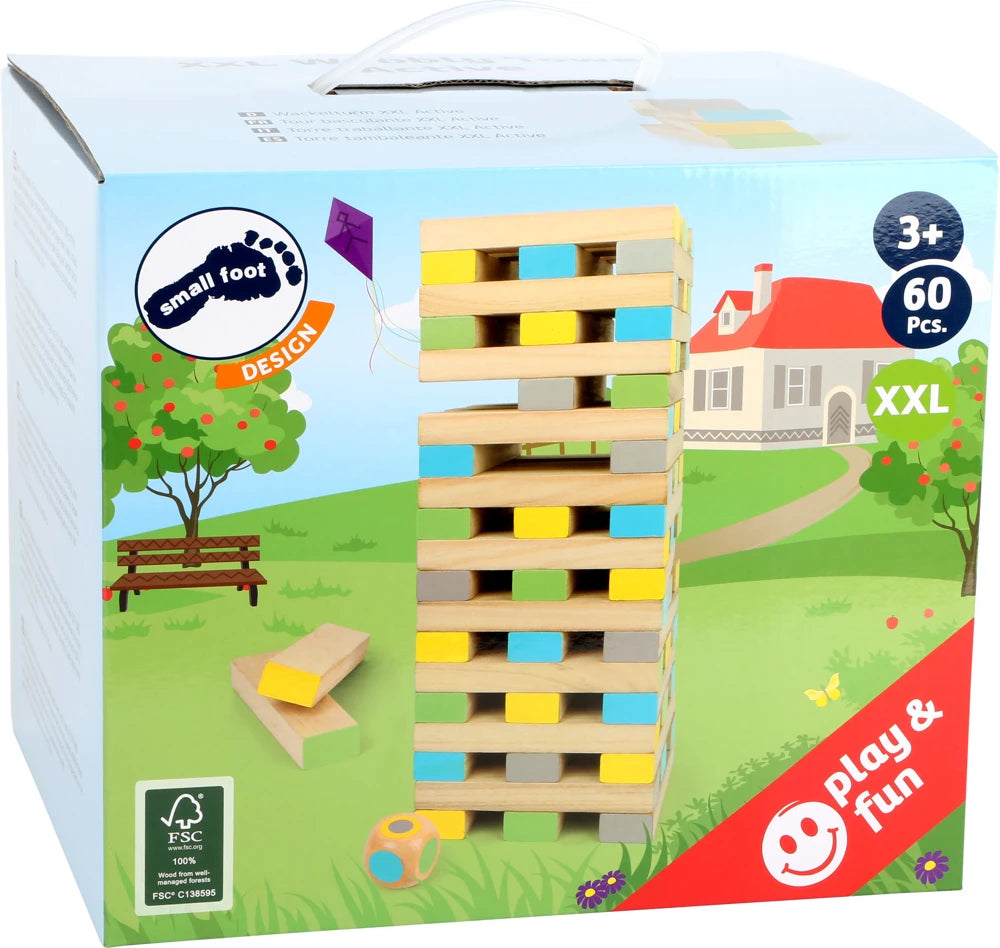 small foot Wackelturm XXL „Active“ – 61-teiliges Gartenspiel aus FSC® Holz
