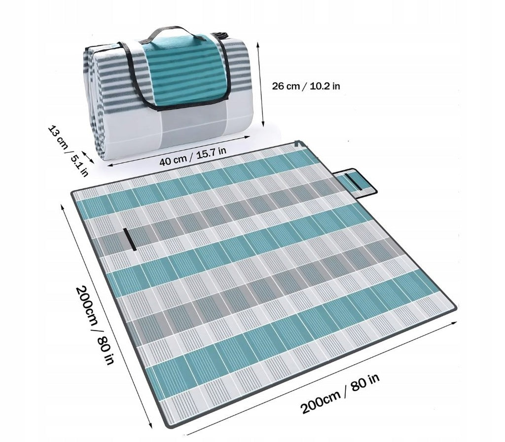 ADGO Picknickdecke 200 × 200 cm – große faltbare Outdoor-Strandmatte mit Isolierung