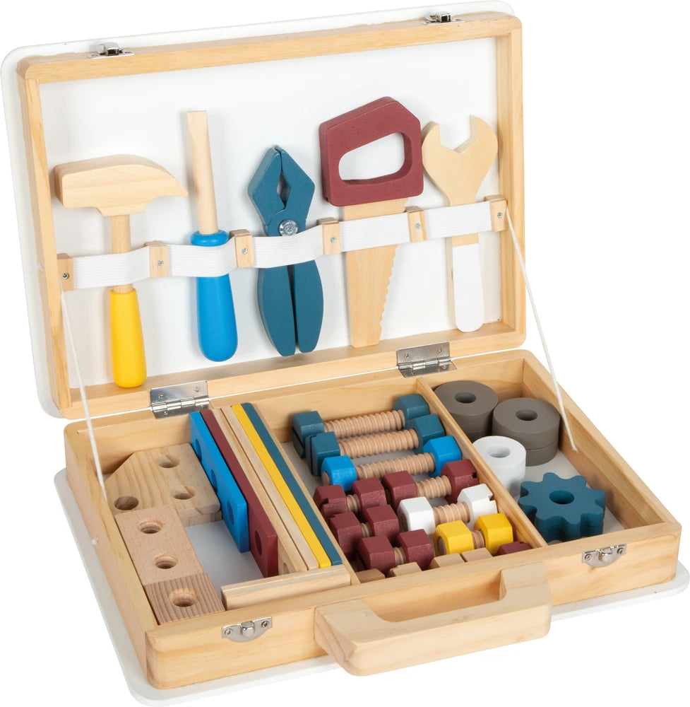 small foot Werkzeugkoffer „Workshop“ – 53-teiliges Holz-Werkzeugset für Kinder