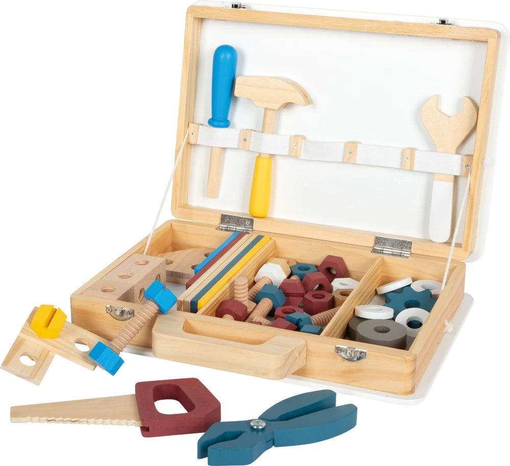 small foot Werkzeugkoffer „Workshop“ – 53-teiliges Holz-Werkzeugset für Kinder