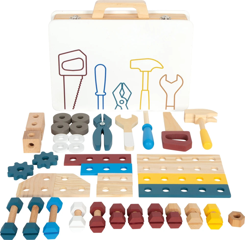 small foot Werkzeugkoffer „Workshop“ – 53-teiliges Holz-Werkzeugset für Kinder