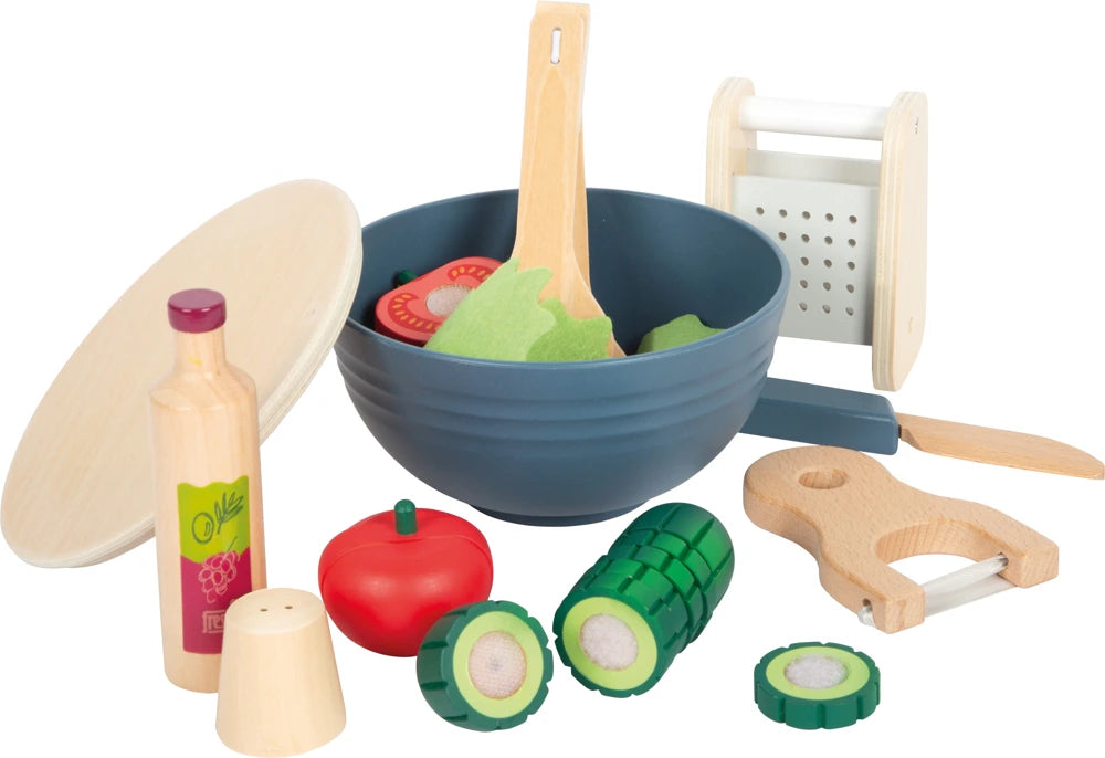 small foot Schneide-Set Salat „fresh“ – 11-teiliges Spiellebensmittel-Set für Kinderküche