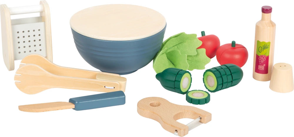 small foot Schneide-Set Salat „fresh“ – 11-teiliges Spiellebensmittel-Set für Kinderküche