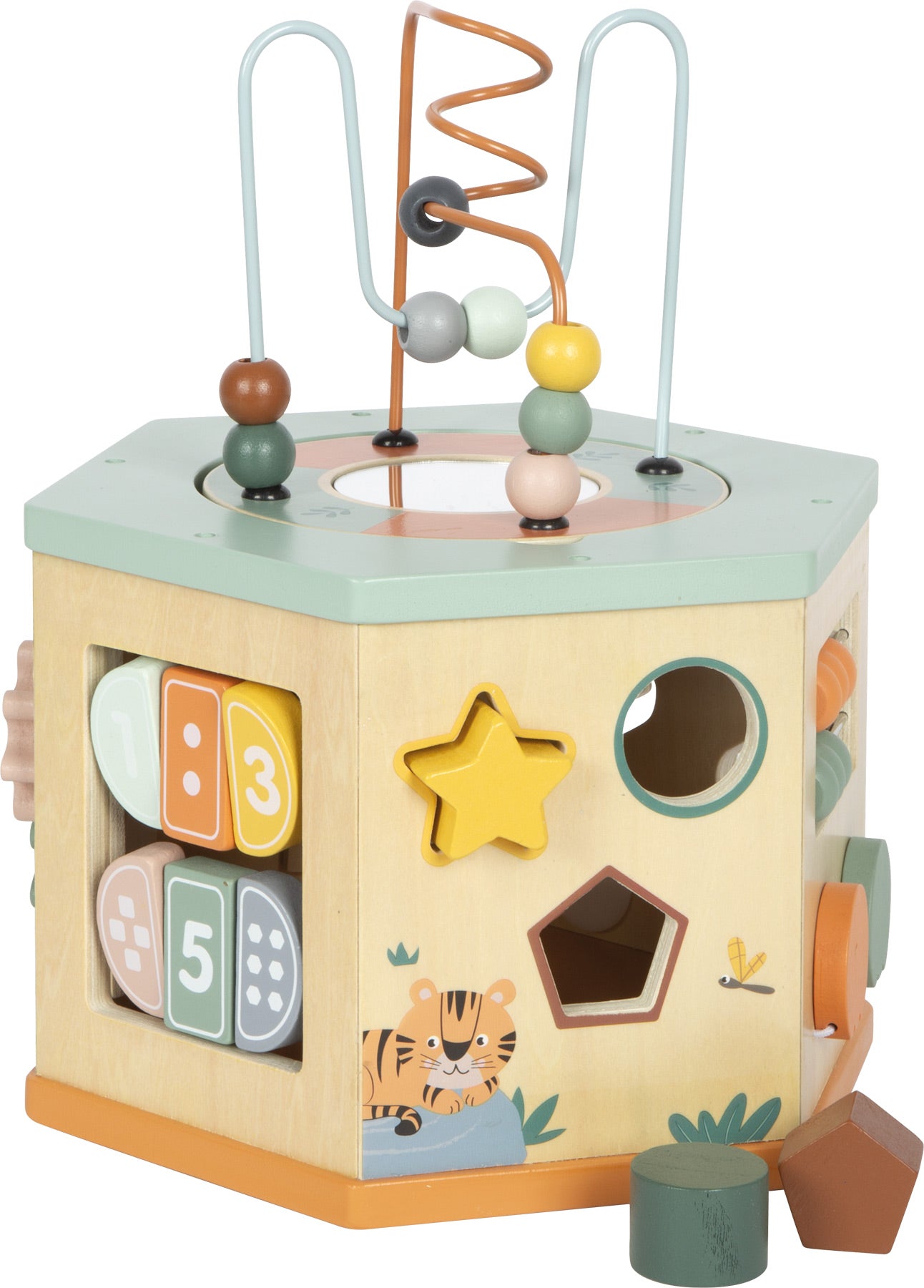 small foot Motorikwürfel „Safari“ – 7 Seiten Motorikspielzeug aus Holz ab 12 Monaten