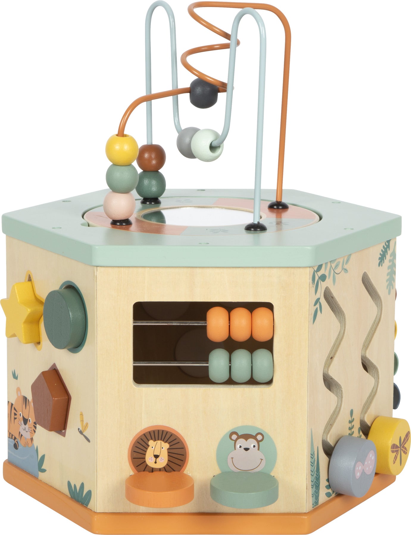small foot Motorikwürfel „Safari“ – 7 Seiten Motorikspielzeug aus Holz ab 12 Monaten