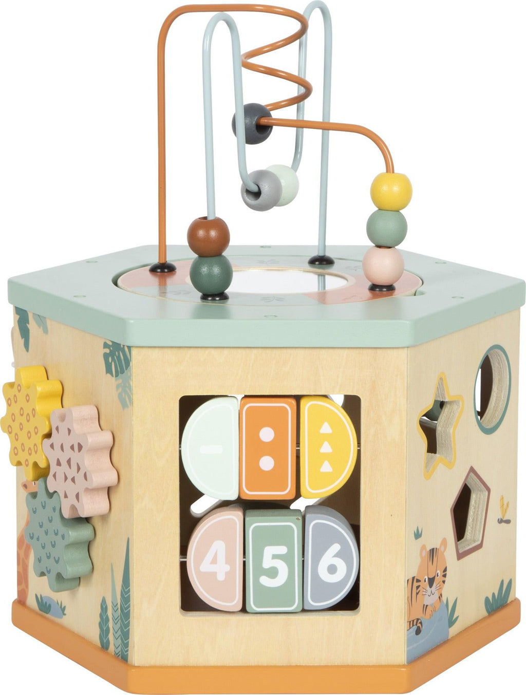 small foot Motorikwürfel „Safari“ – 7 Seiten Motorikspielzeug aus Holz ab 12 Monaten.