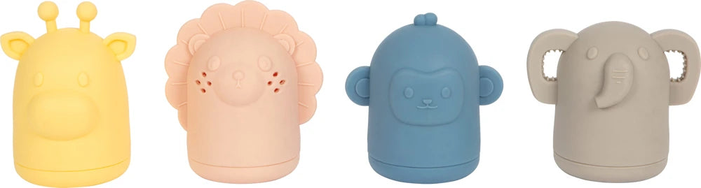 small foot Silikon Badespielzeug Set – 4 Spritztiere für Badewanne & Strand