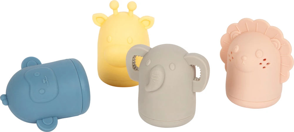 small foot Silikon Badespielzeug Set – 4 Spritztiere für Badewanne & Strand