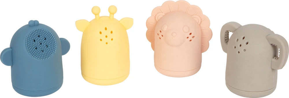 small foot Silikon Badespielzeug Set – 4 Spritztiere für Badewanne & Strand