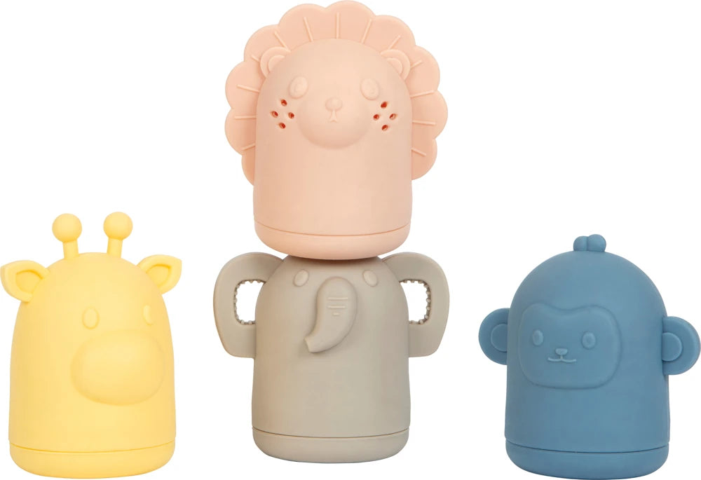 small foot Silikon Badespielzeug Set – 4 Spritztiere für Badewanne & Strand
