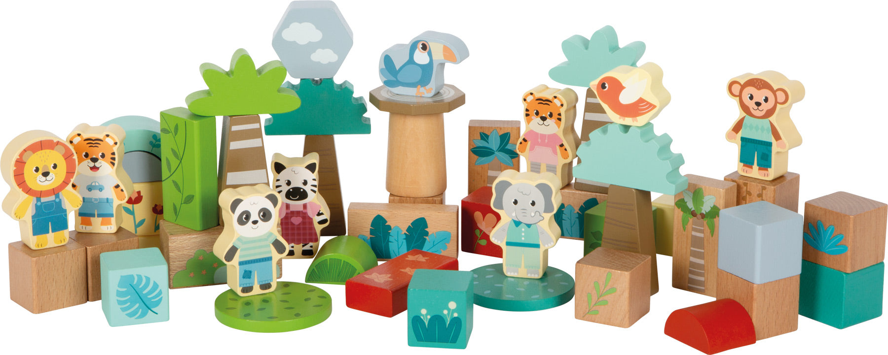 small foot Holzbausteine „Jungle Friends“ – 50 Teile aus FSC® 100% Holz ab 12 Monaten