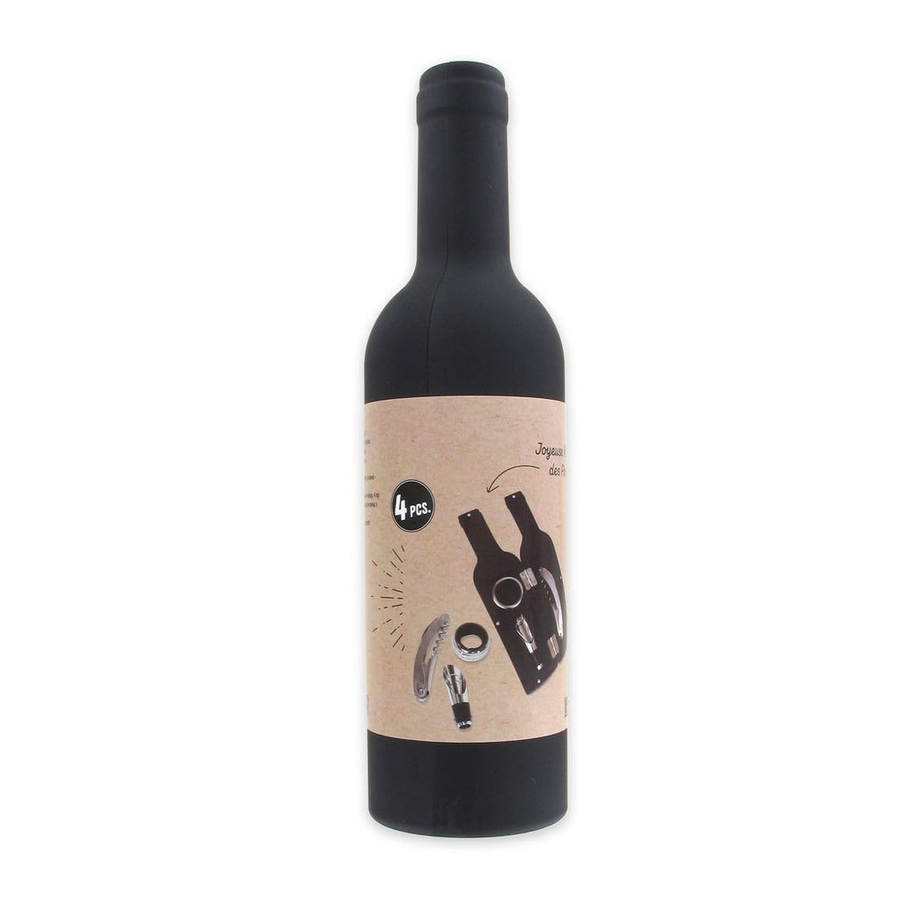 Fackelmann Wein Geschenkset 4-teilig Korkenzieher Ausgießer Flaschenkragen