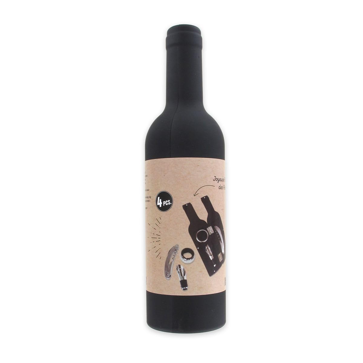 Fackelmann Wein Geschenkset 4-teilig Korkenzieher Ausgießer Flaschenkragen
