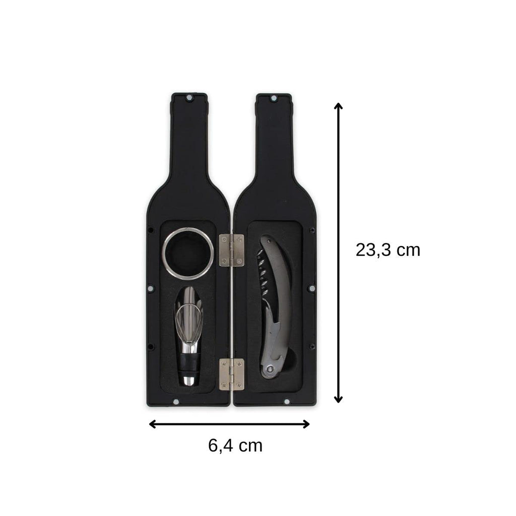 Fackelmann Wein Geschenkset 4-teilig Korkenzieher Ausgießer Flaschenkragen