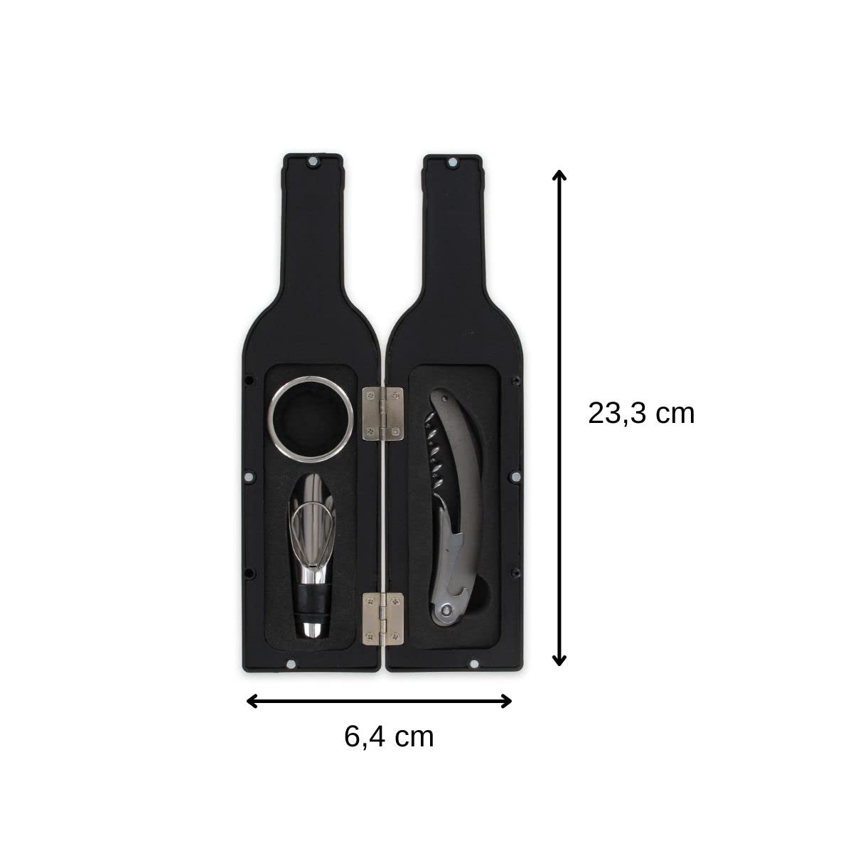 Fackelmann Wein Geschenkset 4-teilig Korkenzieher Ausgießer Flaschenkragen