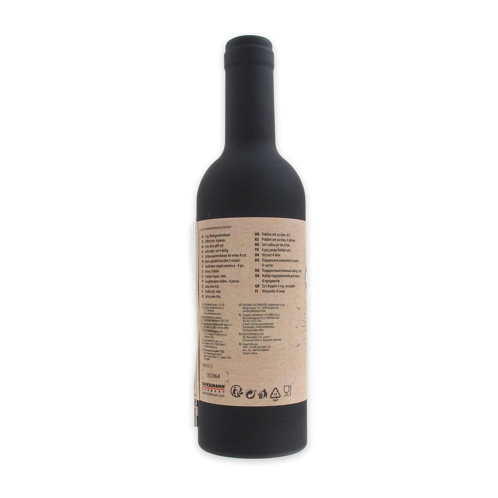 Fackelmann Wein Geschenkset 4-teilig Korkenzieher Ausgießer Flaschenkragen