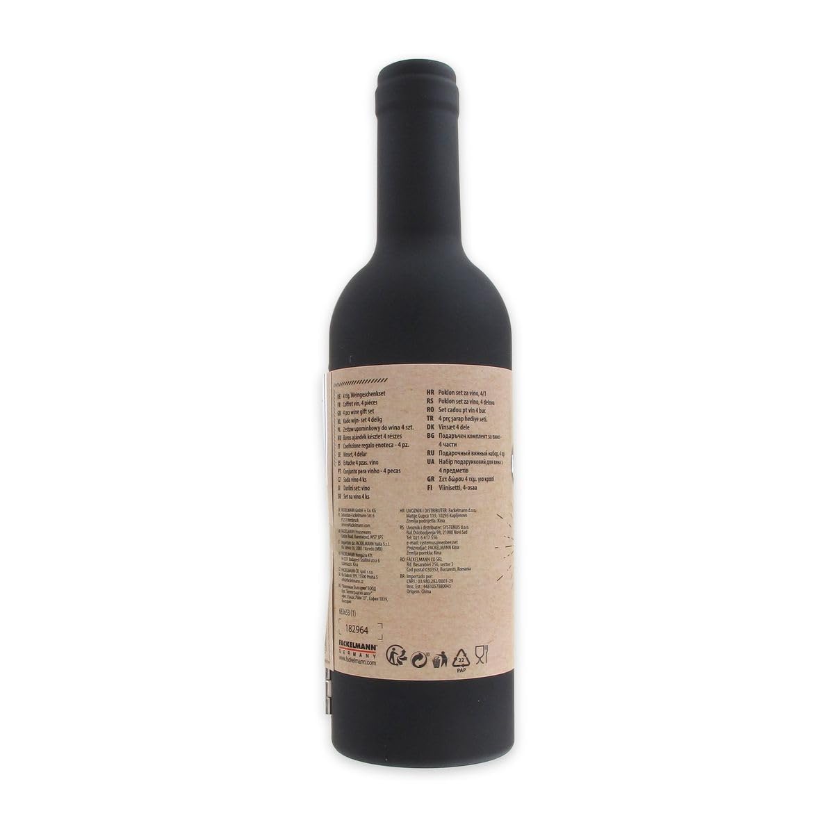 Fackelmann Wein Geschenkset 4-teilig Korkenzieher Ausgießer Flaschenkragen