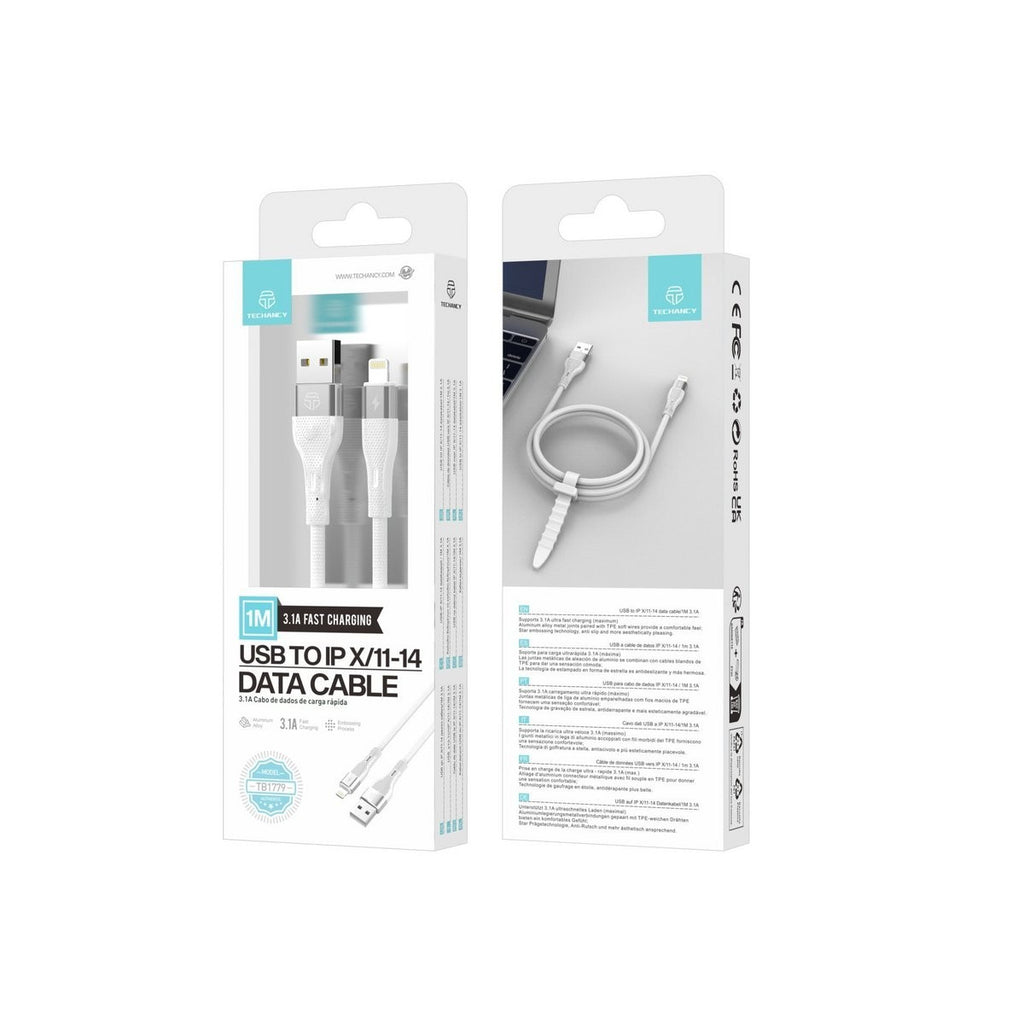 Techancy USB Kabel für iPhone 1m 3,1A Schnellladen Datenkabel Weiß