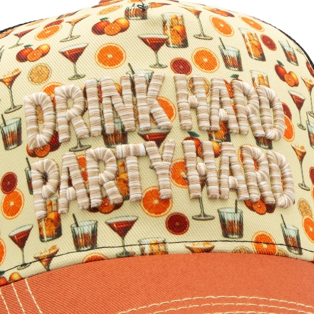 King Kerosin Trucker Cap Drink Hard Party Hard Gelb Cocktail Snapback