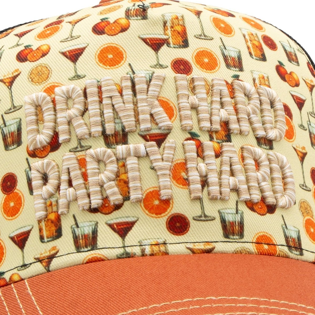 King Kerosin Trucker Cap Drink Hard Party Hard Gelb Cocktail Snapback