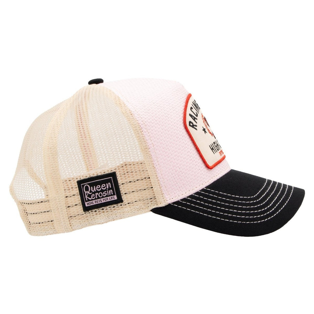 Queen Kerosin Trucker Cap Racing Queen Rosa Damen Snapback Papierstroh Mesh
