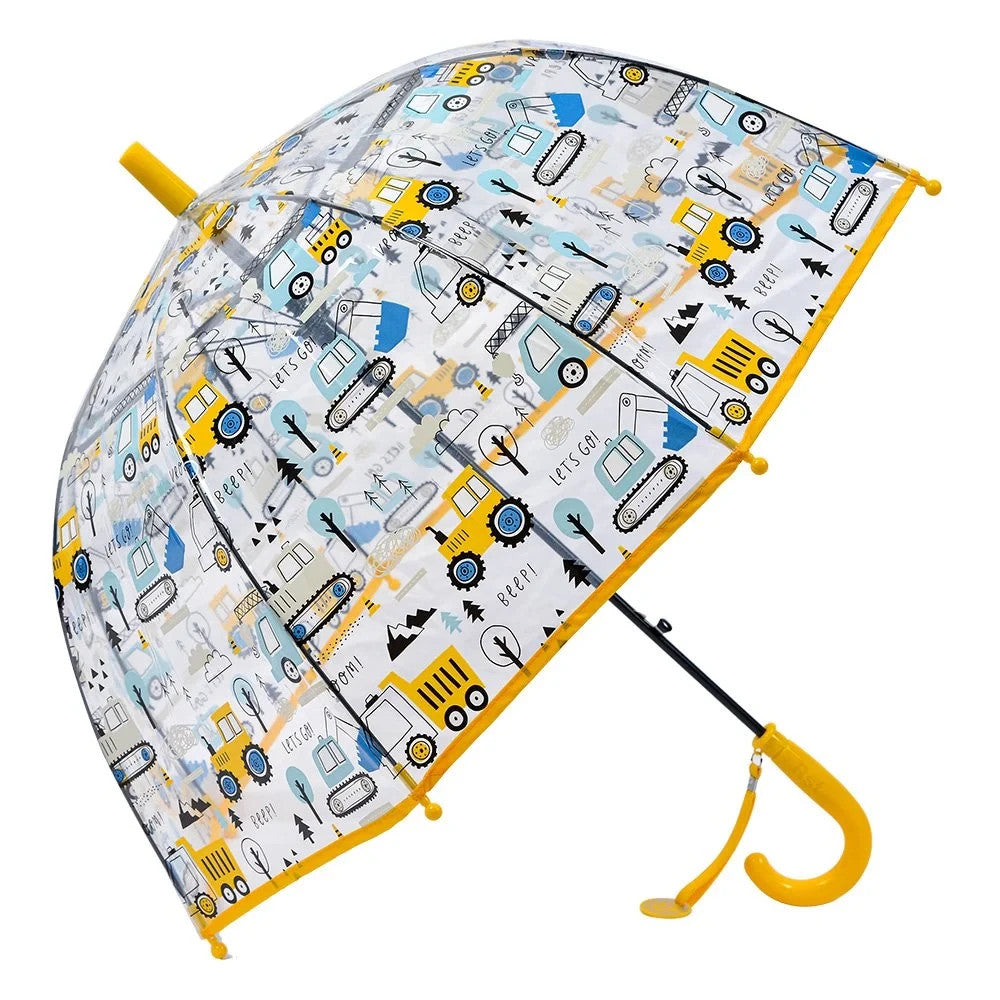 Juleeze Kinderregenschirm Autos Transparent Ø 70 cm Automatik Gelb